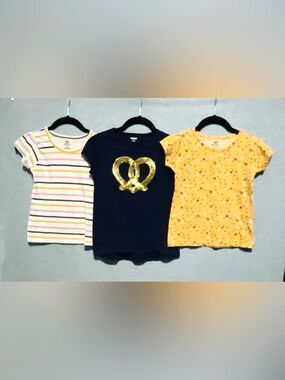 Lot of 3 Girls Shirts Size 5-8 Gymboree Navy Pretzel Pink Velvet Floral Striped